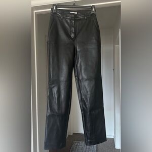 Babaton Black Faux Leather Pants Size 0